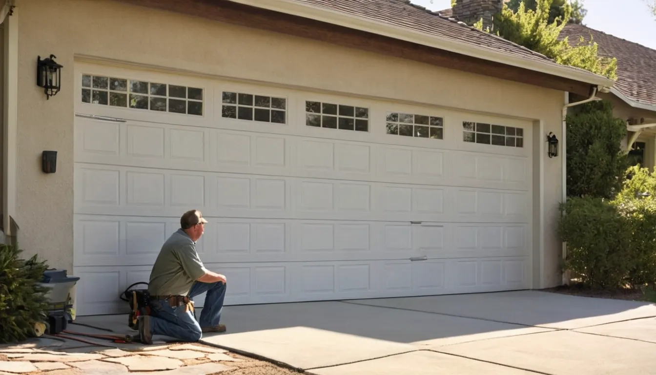 Local garage door provider checking the track on a home garage door in Perris